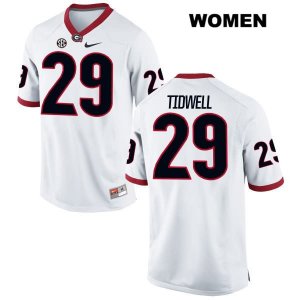 Women's Georgia Bulldogs NCAA #29 Lofton Tidwell Nike Stitched White Authentic College Football Jersey ZCF0554HS